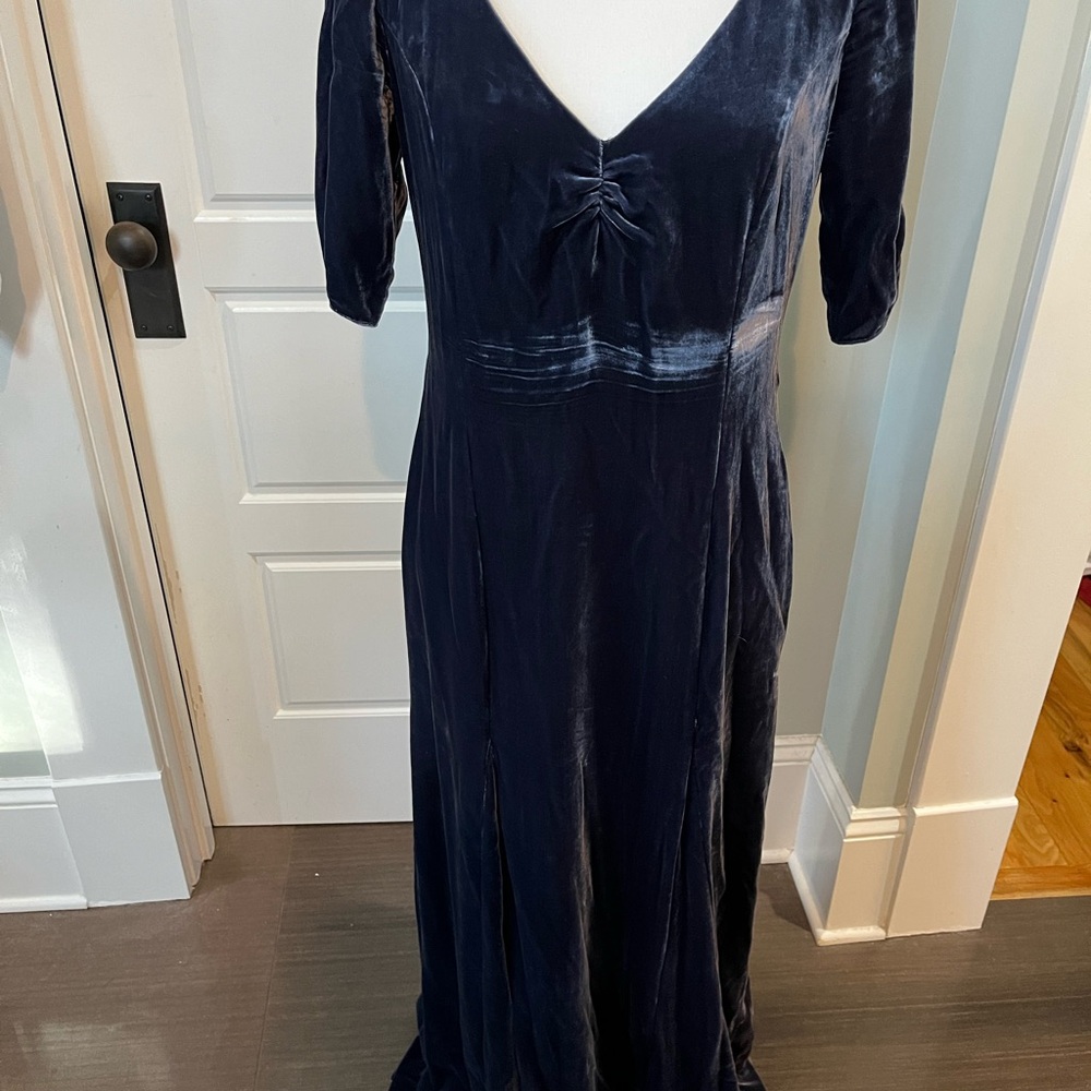 Boden Midnight Blue Velvet Long Sleeve Dress